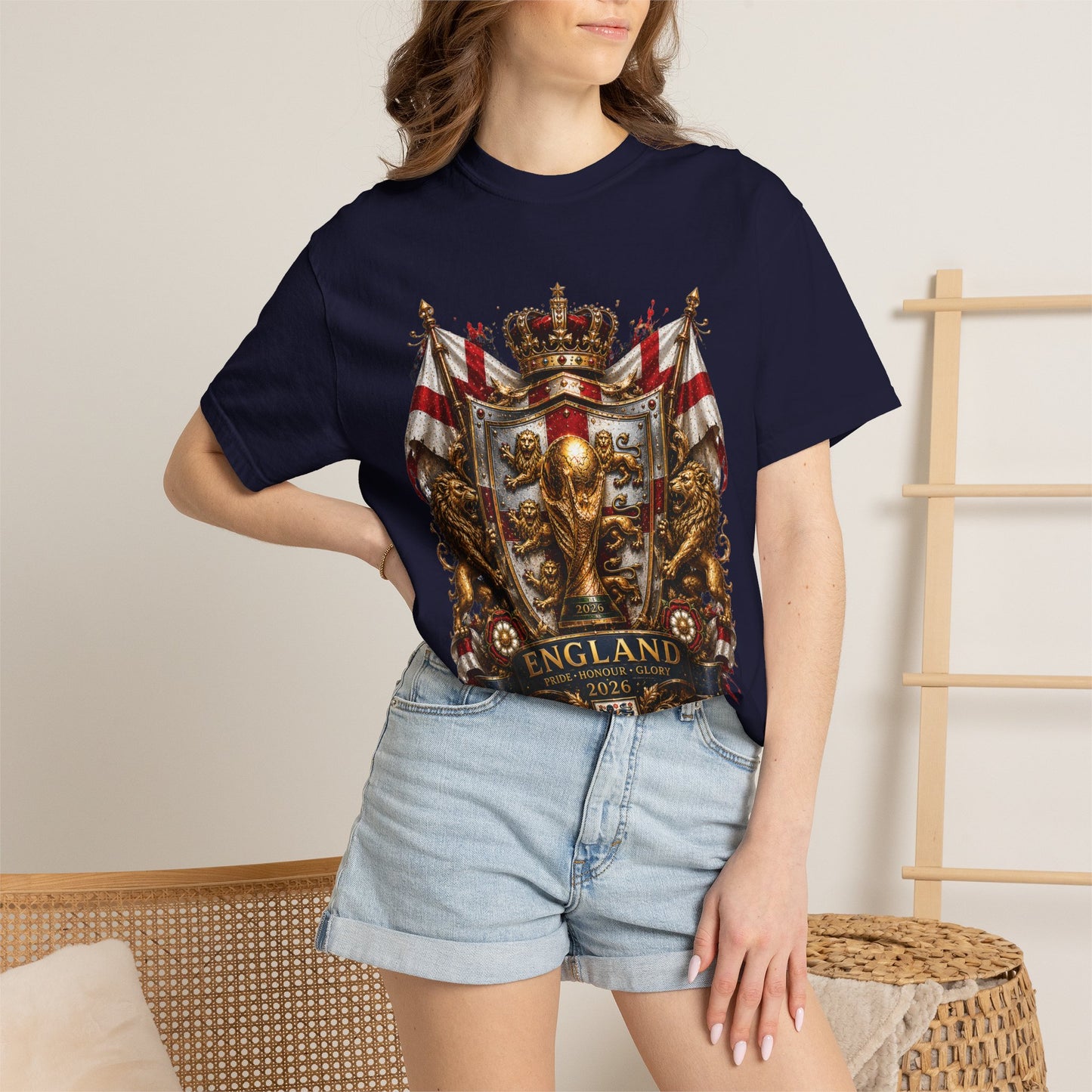 England World Cup 2026 Champion Shield – Golden Glory | Premium Graphic Tee