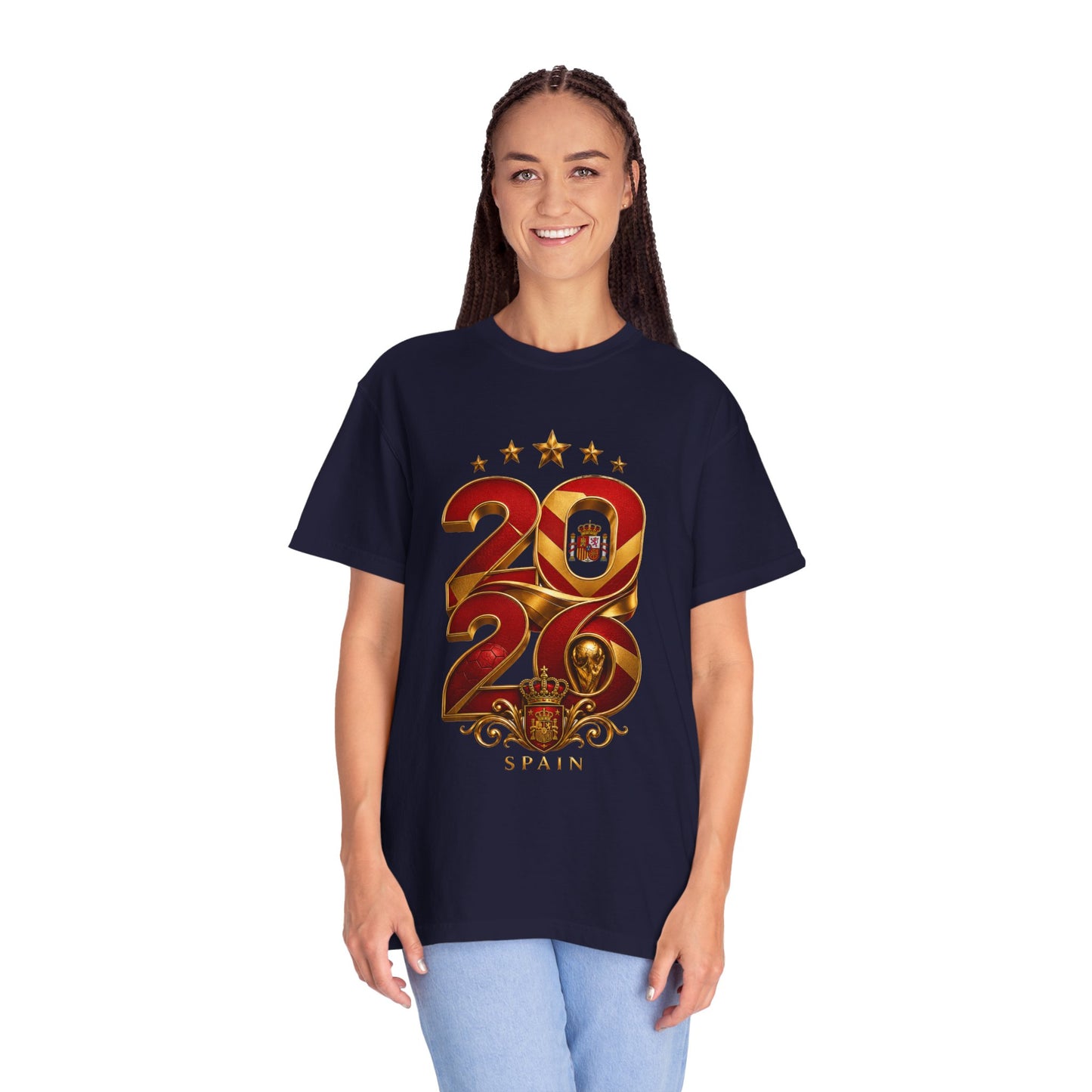 Spain Football World Cup 2026 'Ano de Glória' Typography Crest | Premium Graphic Tee