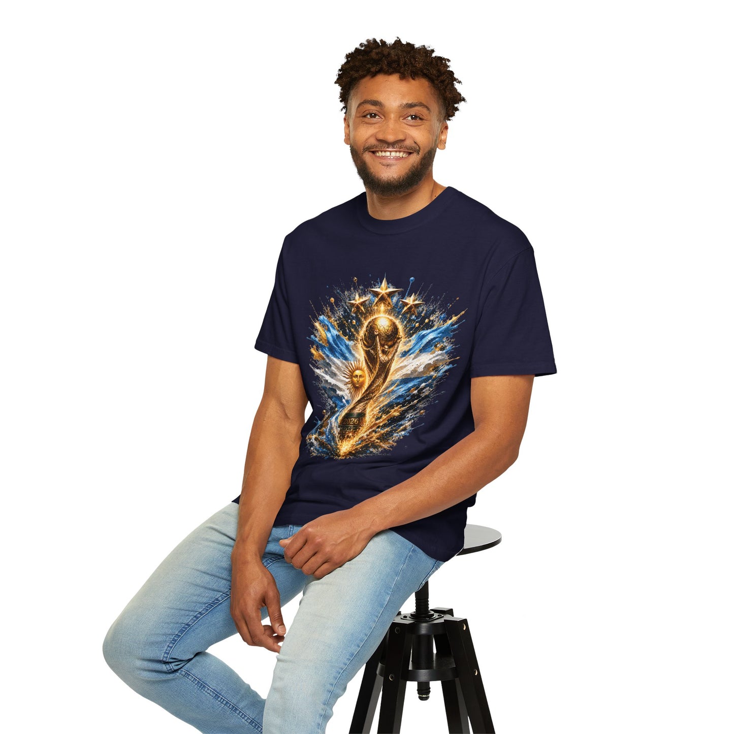 Argentina Football World Cup 2026 Kinetic Trophy – Celestial Glory | Premium Graphic Tee