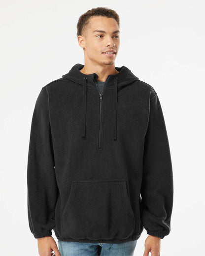 Men's Polar Fleece Quarter-Zip Hooded Pullover