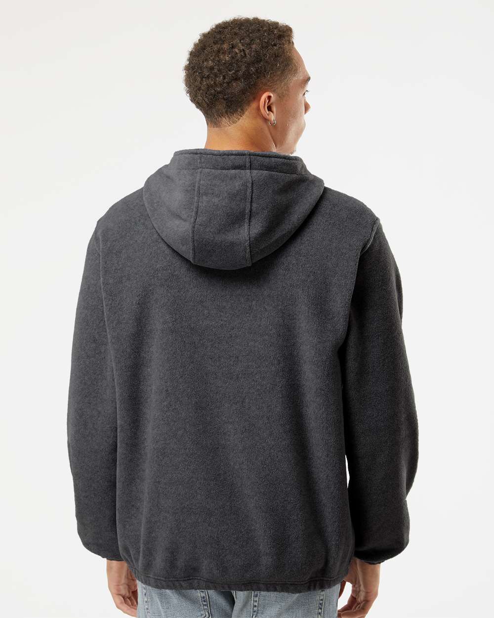 Men's Polar Fleece Quarter-Zip Hooded Pullover