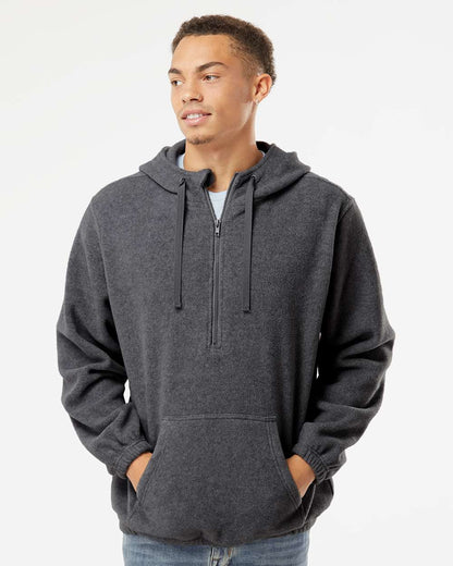 Men's Polar Fleece Quarter-Zip Hooded Pullover
