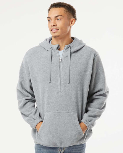 Men's Polar Fleece Quarter-Zip Hooded Pullover
