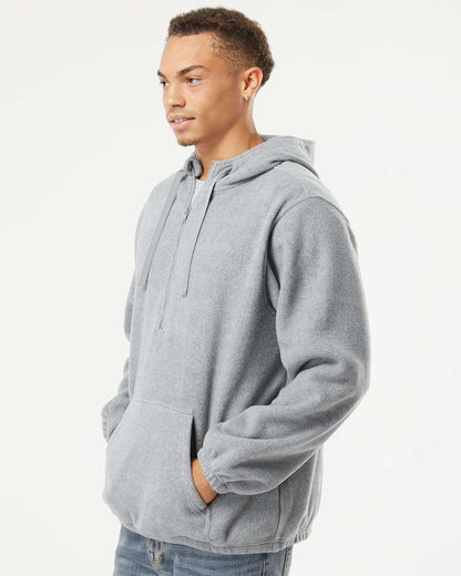 Men's Polar Fleece Quarter-Zip Hooded Pullover