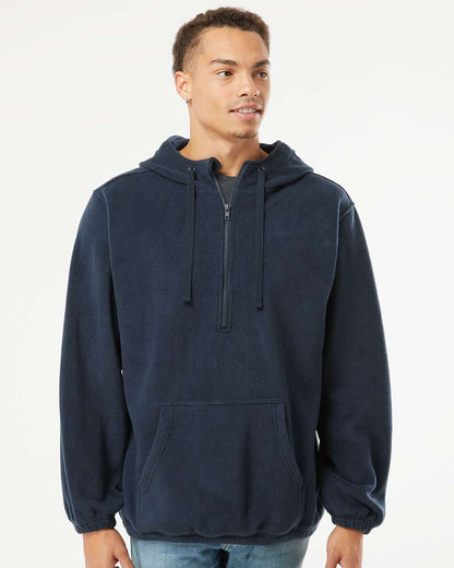 Men's Polar Fleece Quarter-Zip Hooded Pullover