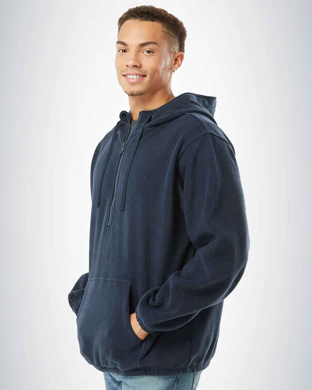 Burnside 3600 Polar Fleece Quarter-Zip Hooded Pullover