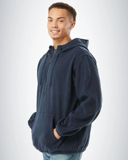 Burnside 3600 Polar Fleece Quarter-Zip Hooded Pullover