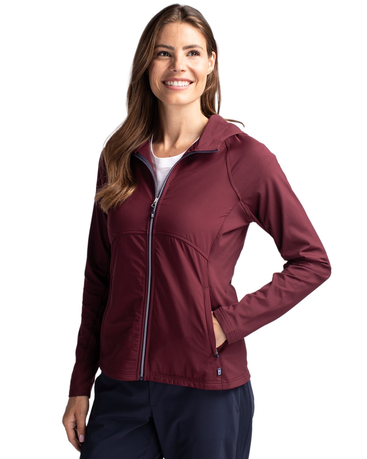 Cutter & Buck Adapt Recycled Soft Knit Stretch Womens Hybrid Full Zip Jacket