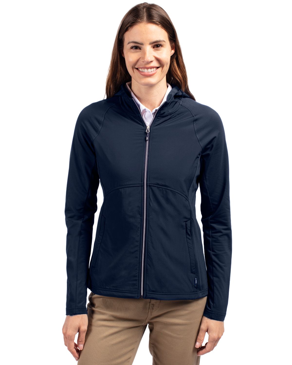 Cutter & Buck Adapt Recycled Soft Knit Stretch Womens Hybrid Full Zip Jacket