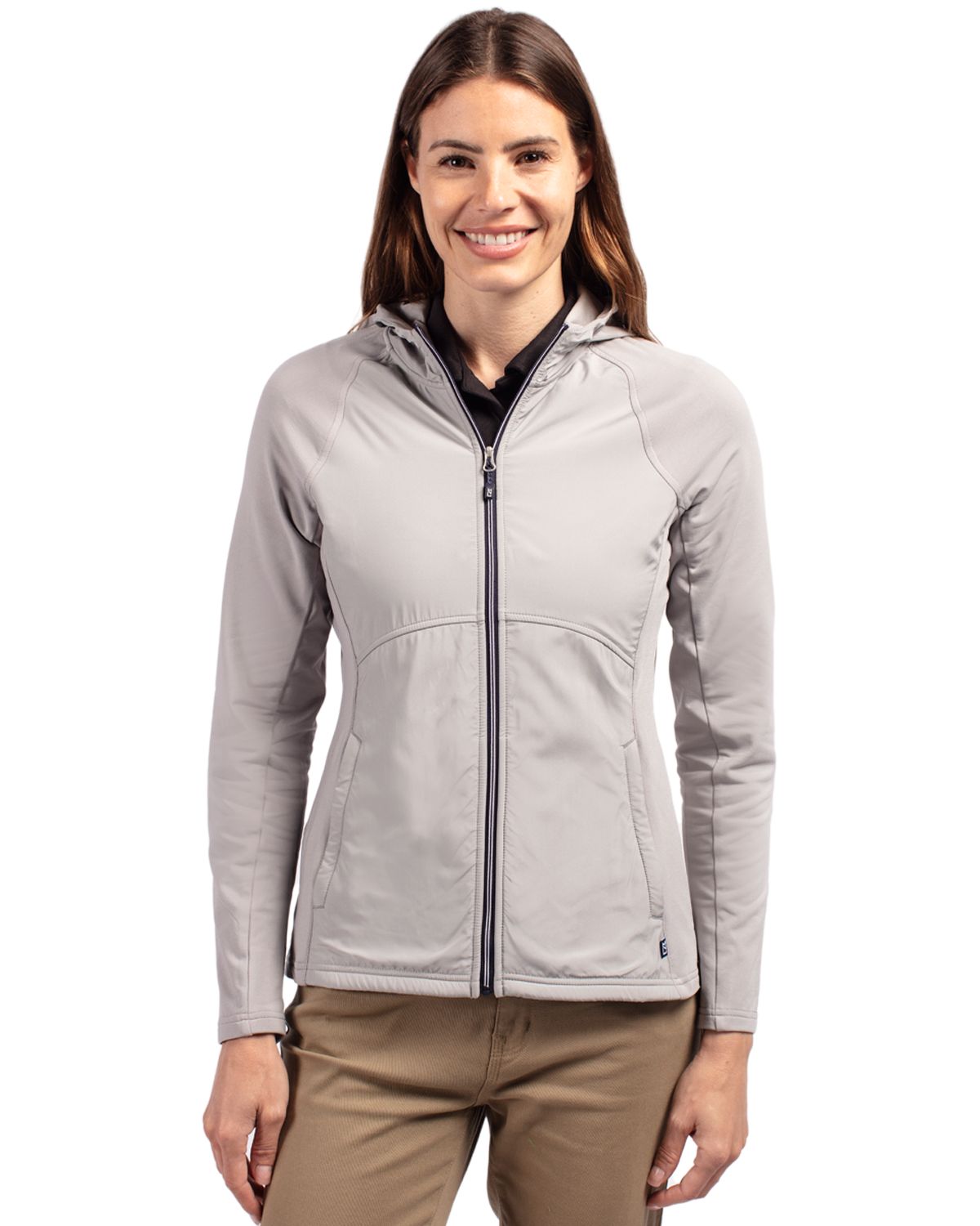Cutter & Buck Adapt Recycled Soft Knit Stretch Womens Hybrid Full Zip Jacket