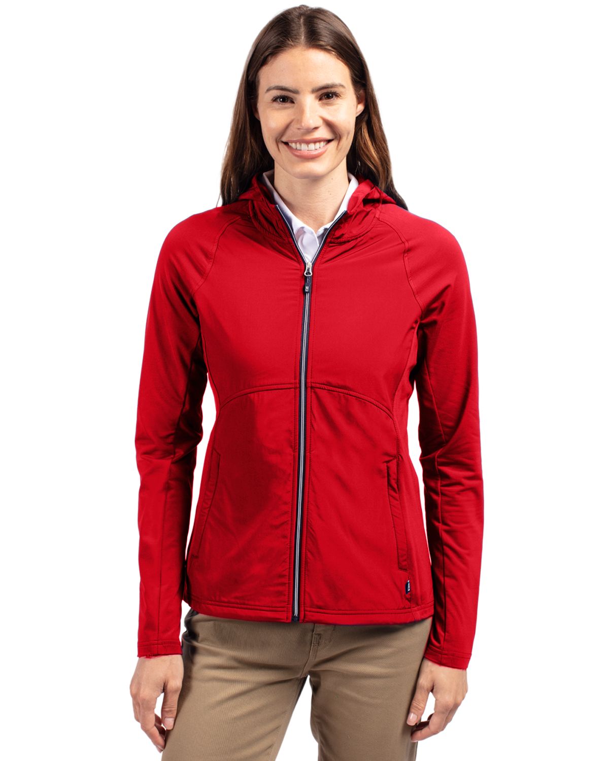 Cutter & Buck Adapt Recycled Soft Knit Stretch Womens Hybrid Full Zip Jacket