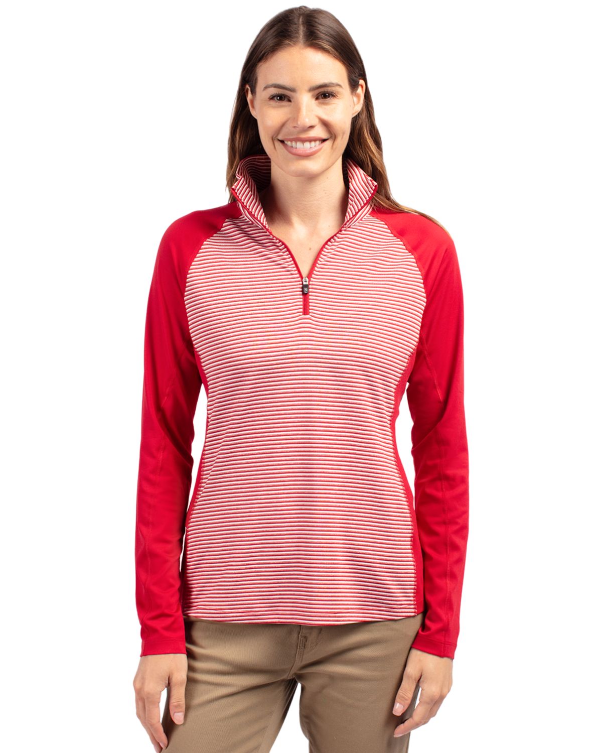 Cutter & Buck Forge Tonal Stripe Stretch Half Zip Top - Women's