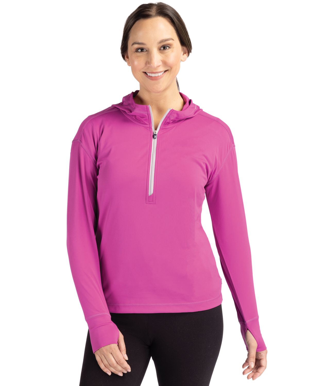 Cutter & Buck Daybreak Recycled Womens Half Zip Hooded Pullover