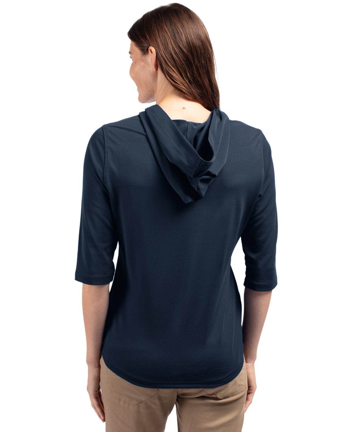 Cutter & Buck Virtue Recycled Featherlight Pique Womens Half Zip Hooded Pullover