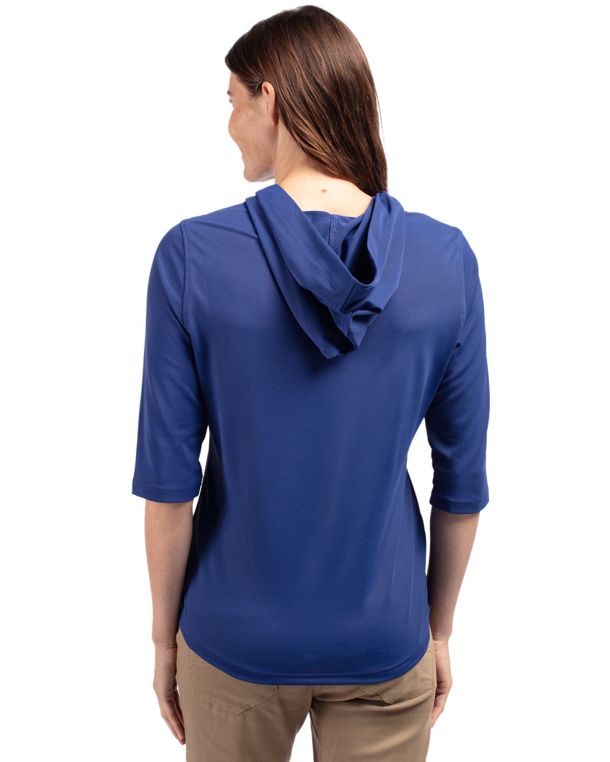 Cutter & Buck Virtue Recycled Featherlight Pique Womens Half Zip Hooded Pullover