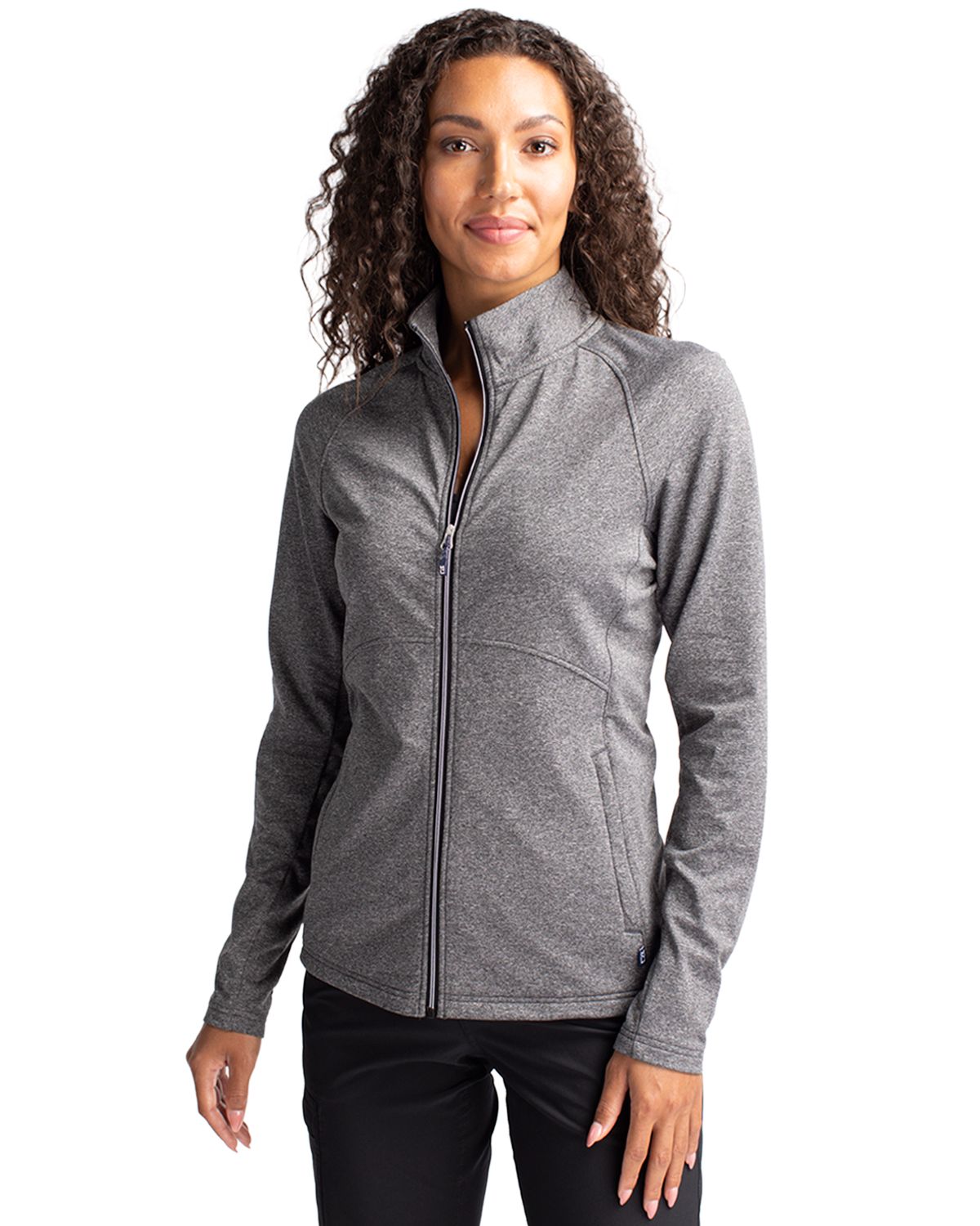 Cutter & Buck Adapt Recycled Soft Knit Stretch Womens Heathered Full Zip Jacket