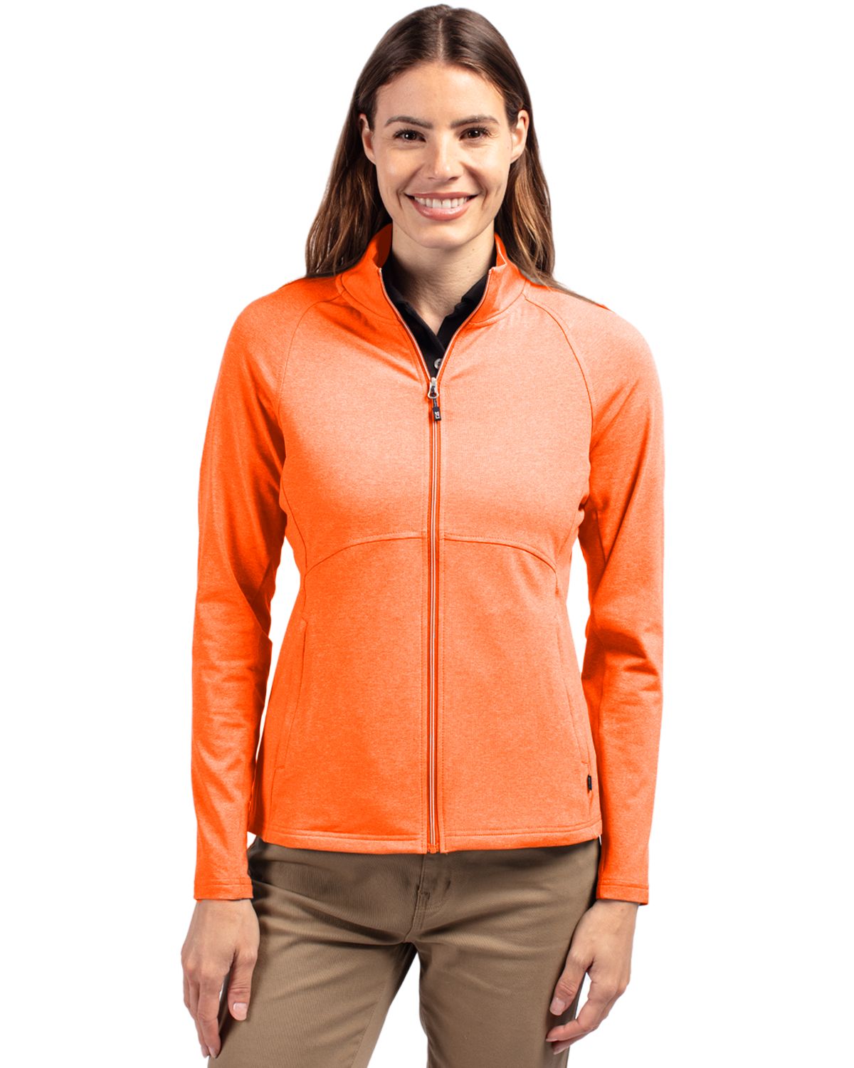 Cutter & Buck Adapt Recycled Soft Knit Stretch Womens Heathered Full Zip Jacket
