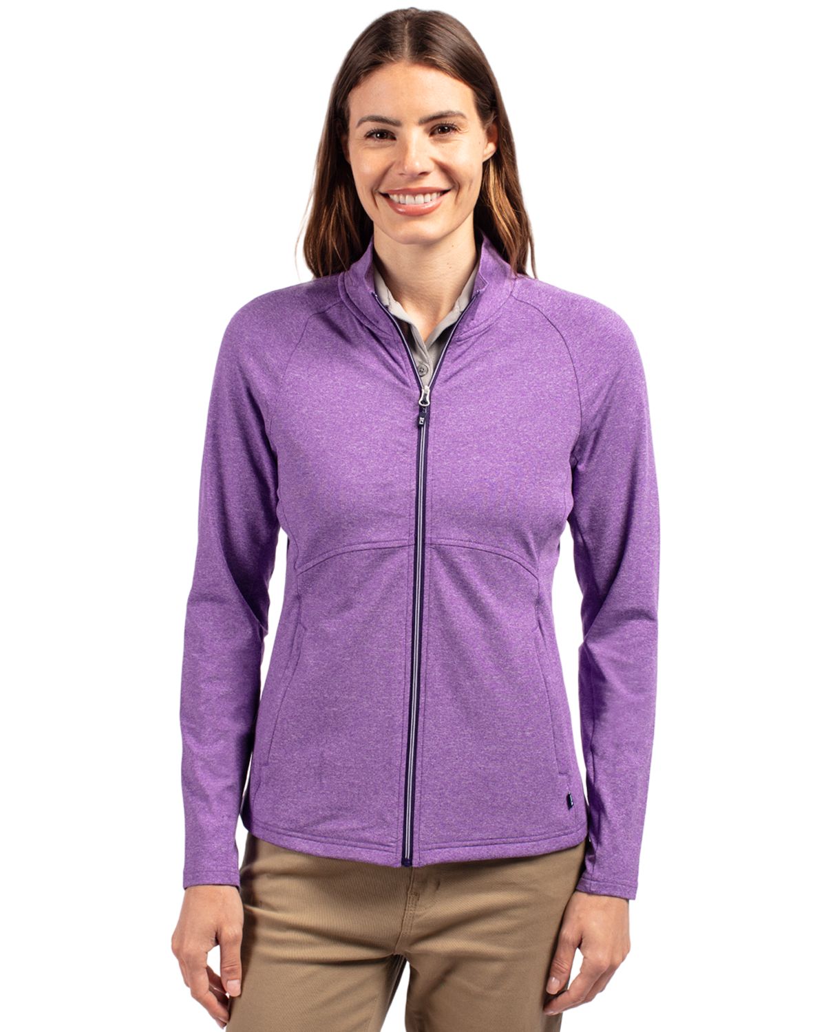 Cutter & Buck Adapt Recycled Soft Knit Stretch Womens Heathered Full Zip Jacket