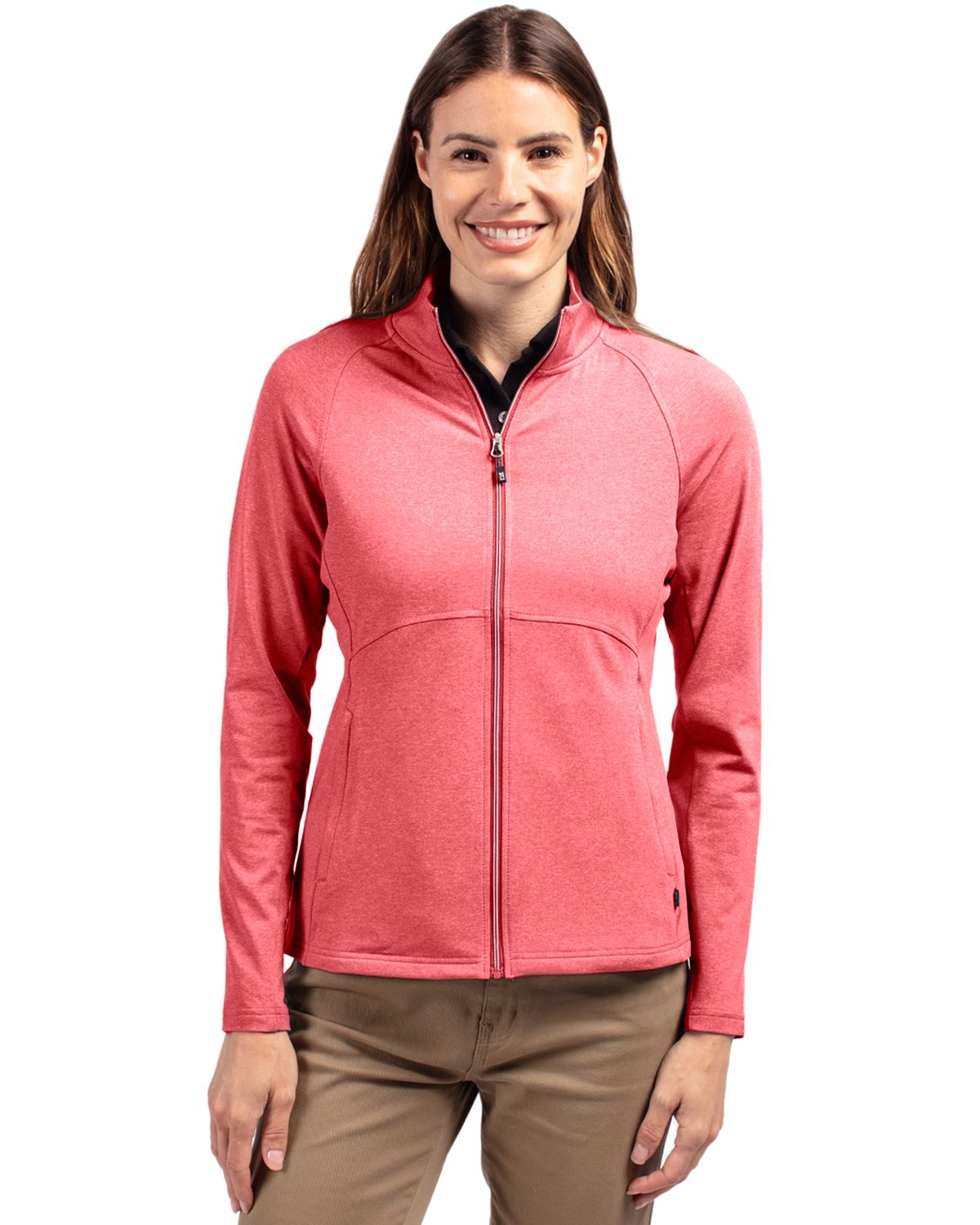 Cutter & Buck Adapt Recycled Soft Knit Stretch Womens Heathered Full Zip Jacket