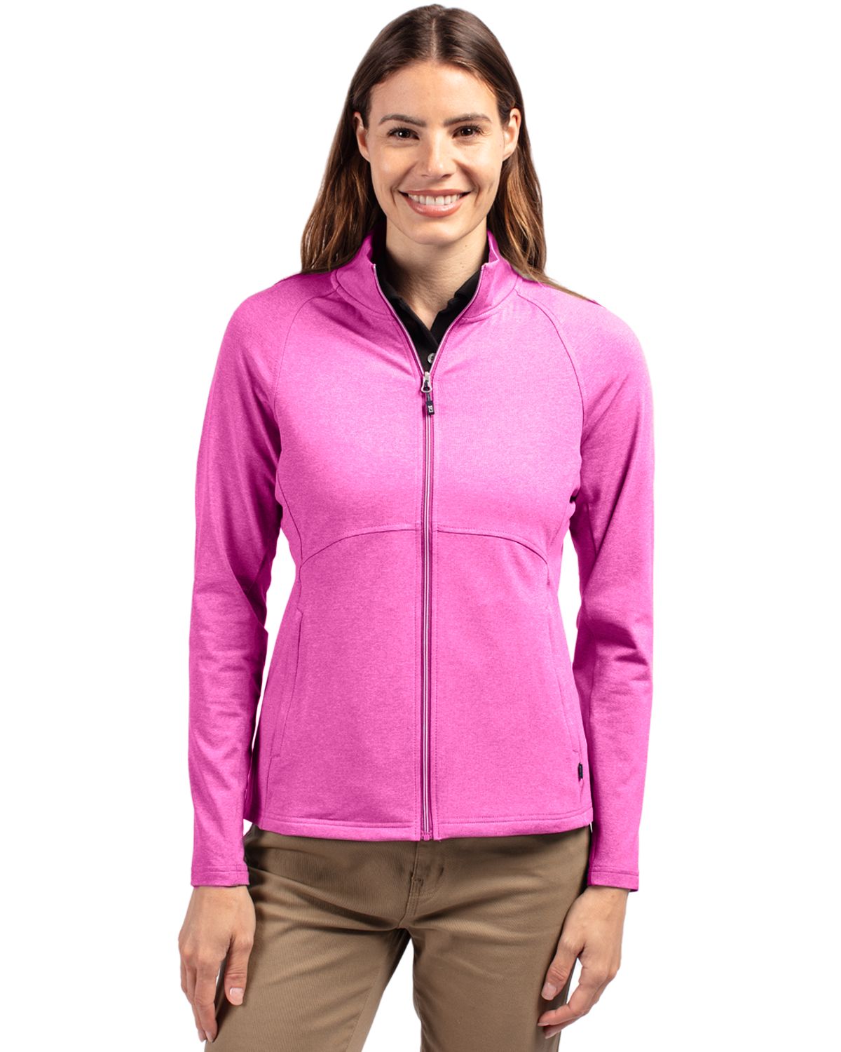 Cutter & Buck Adapt Recycled Soft Knit Stretch Womens Heathered Full Zip Jacket