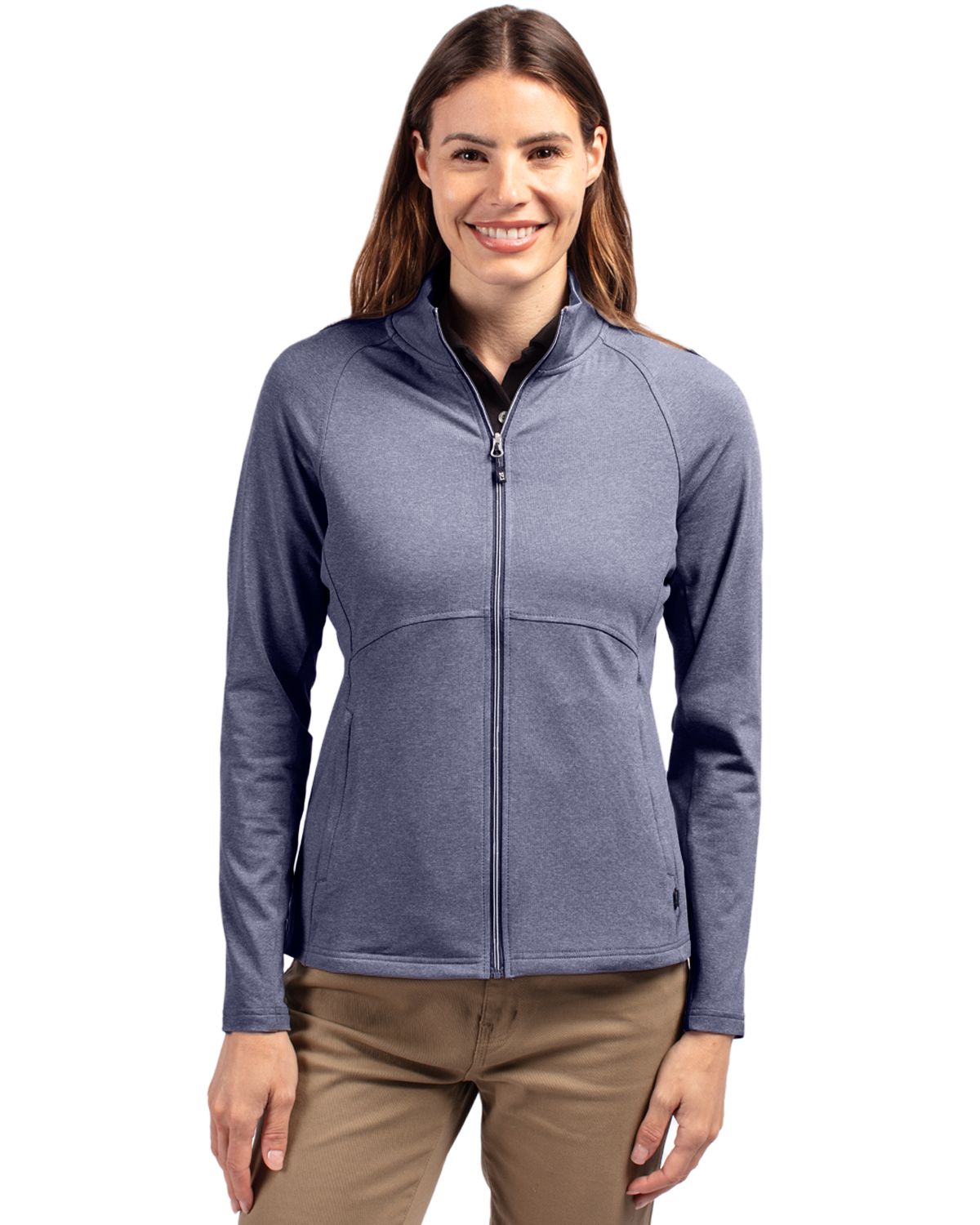 Cutter & Buck Adapt Recycled Soft Knit Stretch Womens Heathered Full Zip Jacket