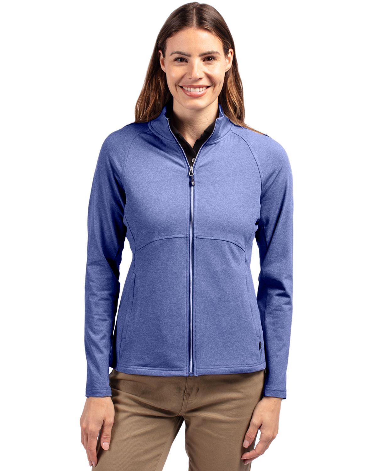 Cutter & Buck Adapt Recycled Soft Knit Stretch Womens Heathered Full Zip Jacket