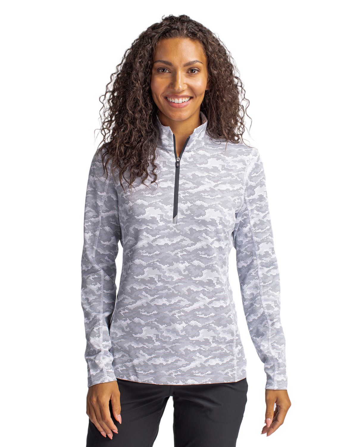 Cutter & Buck Traverse Recycled Stretch Camo Print Womens Quarter Zip
