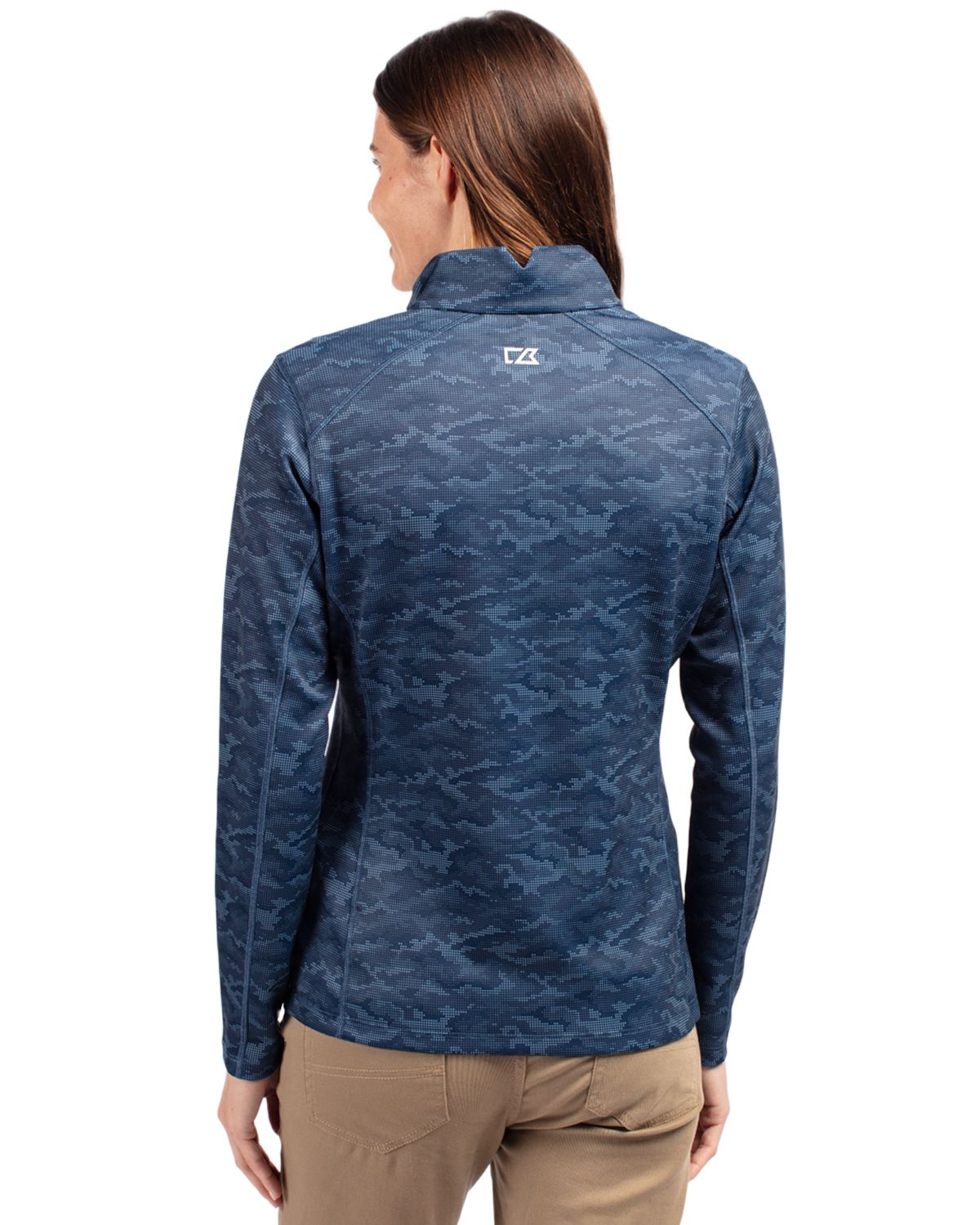 Cutter & Buck Traverse Recycled Stretch Camo Print Womens Quarter Zip