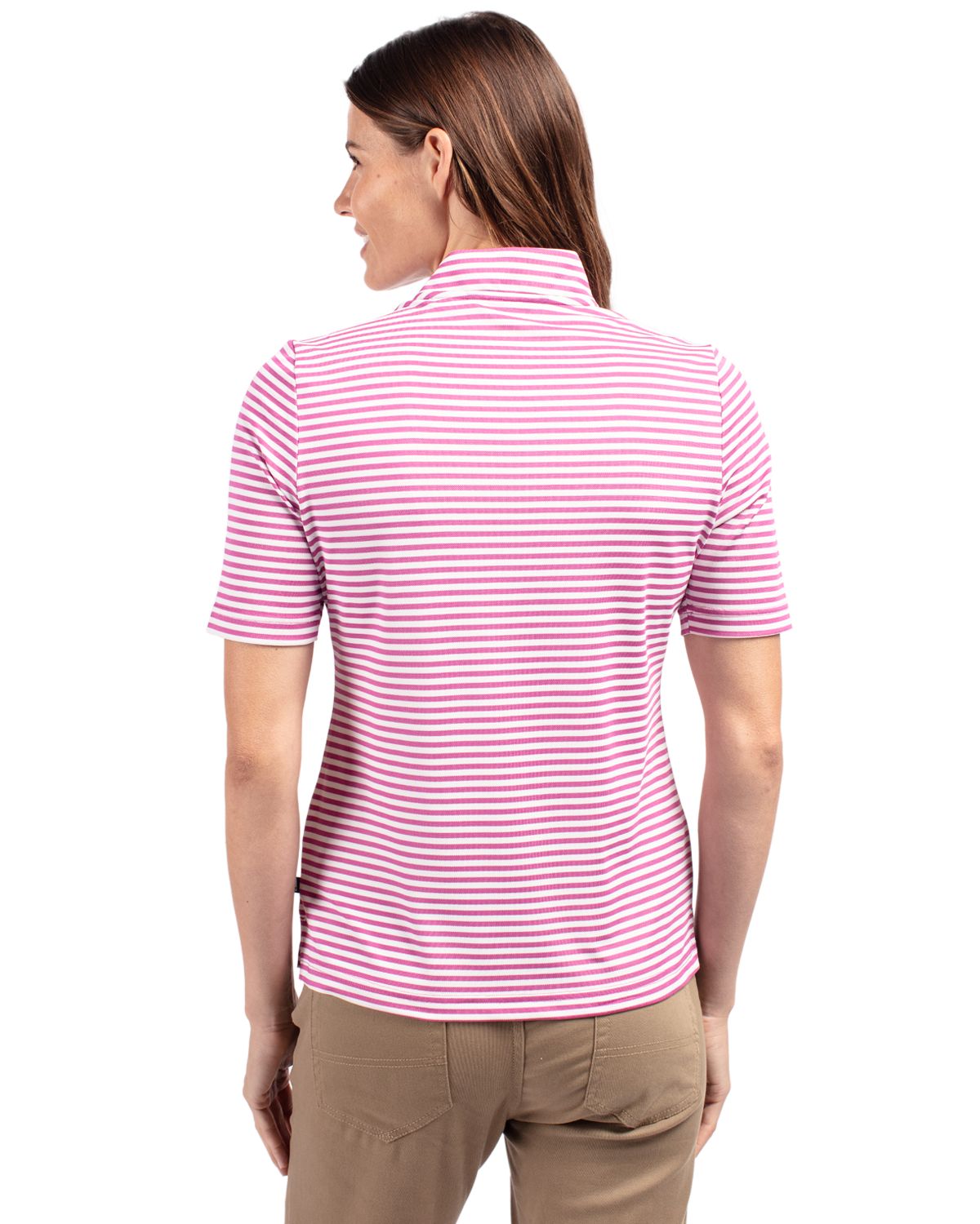 Cutter & Buck Virtue Recycled Stripe Featherlight Pique Womens Half Zip