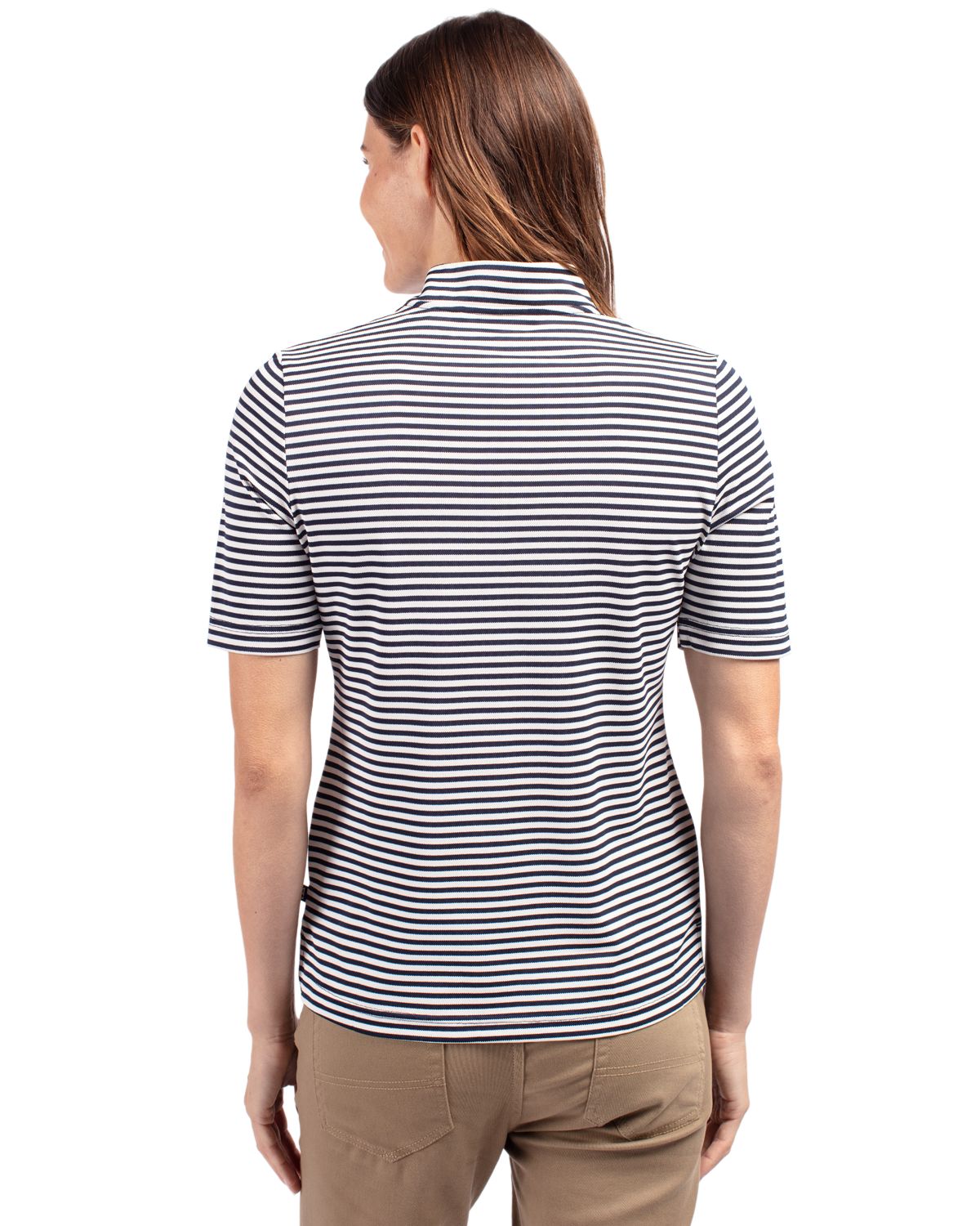 Cutter & Buck Virtue Recycled Stripe Featherlight Pique Womens Half Zip