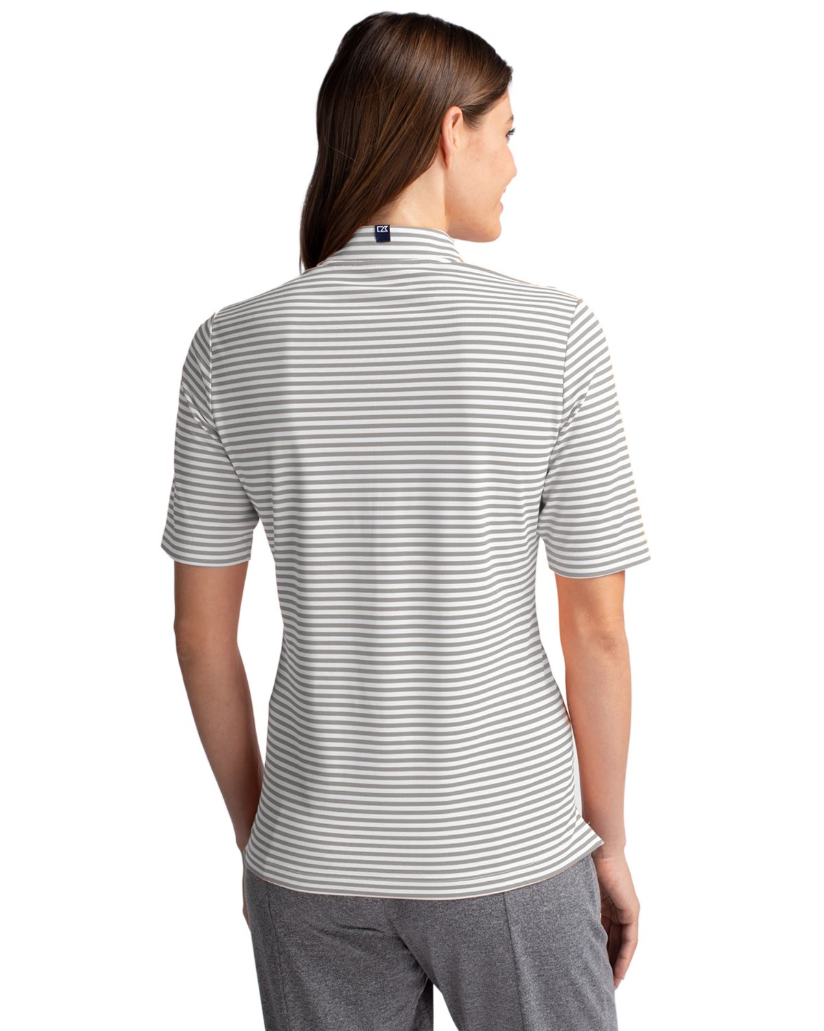 Cutter & Buck Virtue Recycled Stripe Featherlight Pique Womens Half Zip