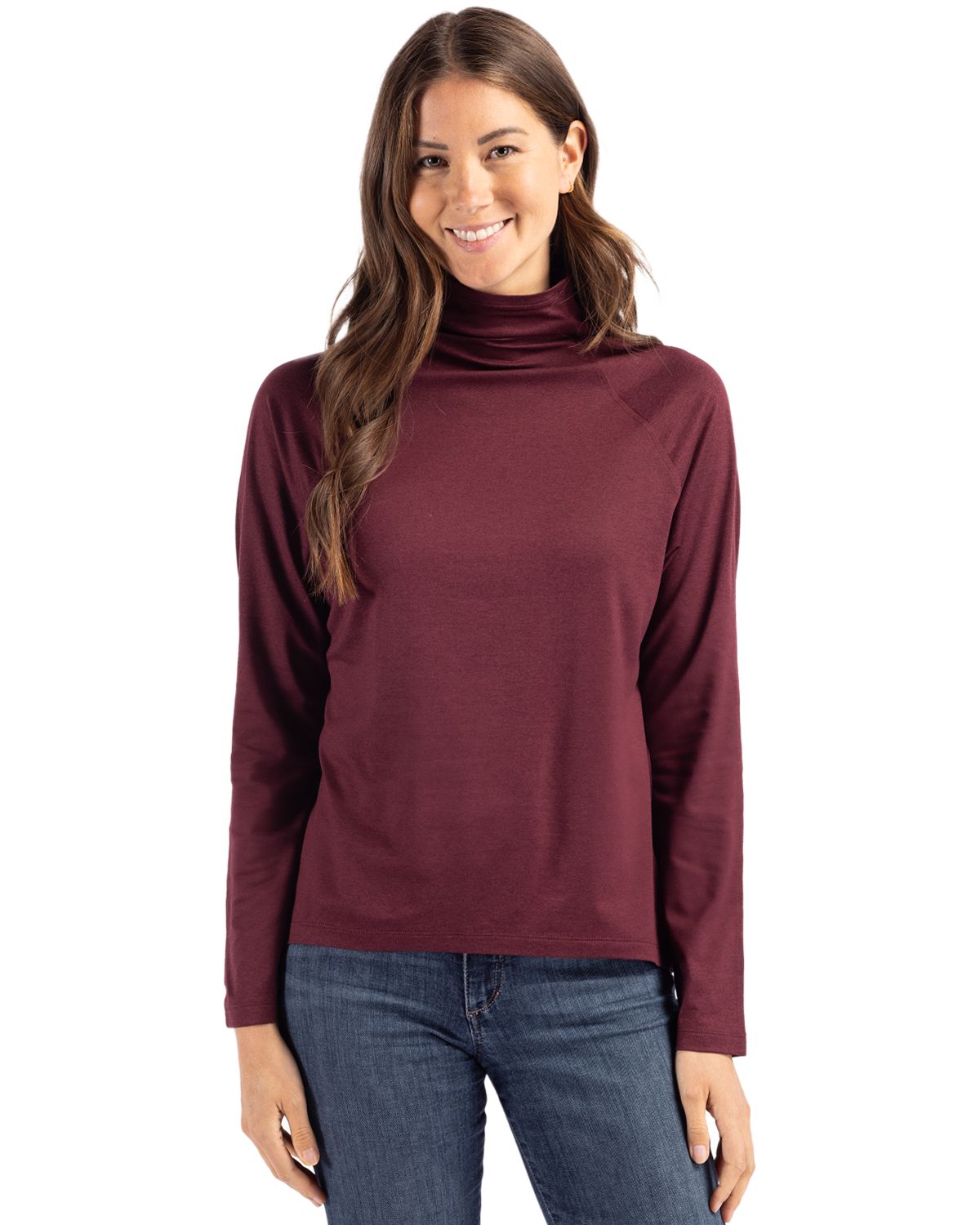 Cutter & Buck Coastline Recycled Double Peached Womens Funnel Neck Pullover