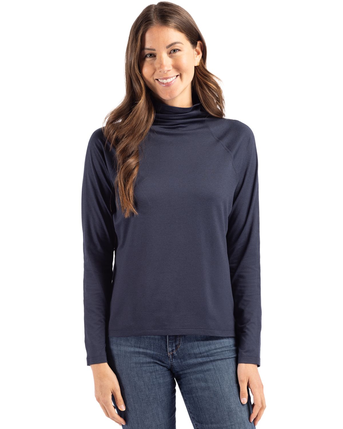 Cutter & Buck Coastline Recycled Double Peached Womens Funnel Neck Pullover