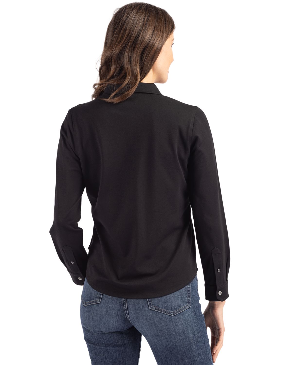 Cutter & Buck Advantage Epic Confidence Recycled Tri-Blend Pique Womens Long Sleeve Button Down Shirt