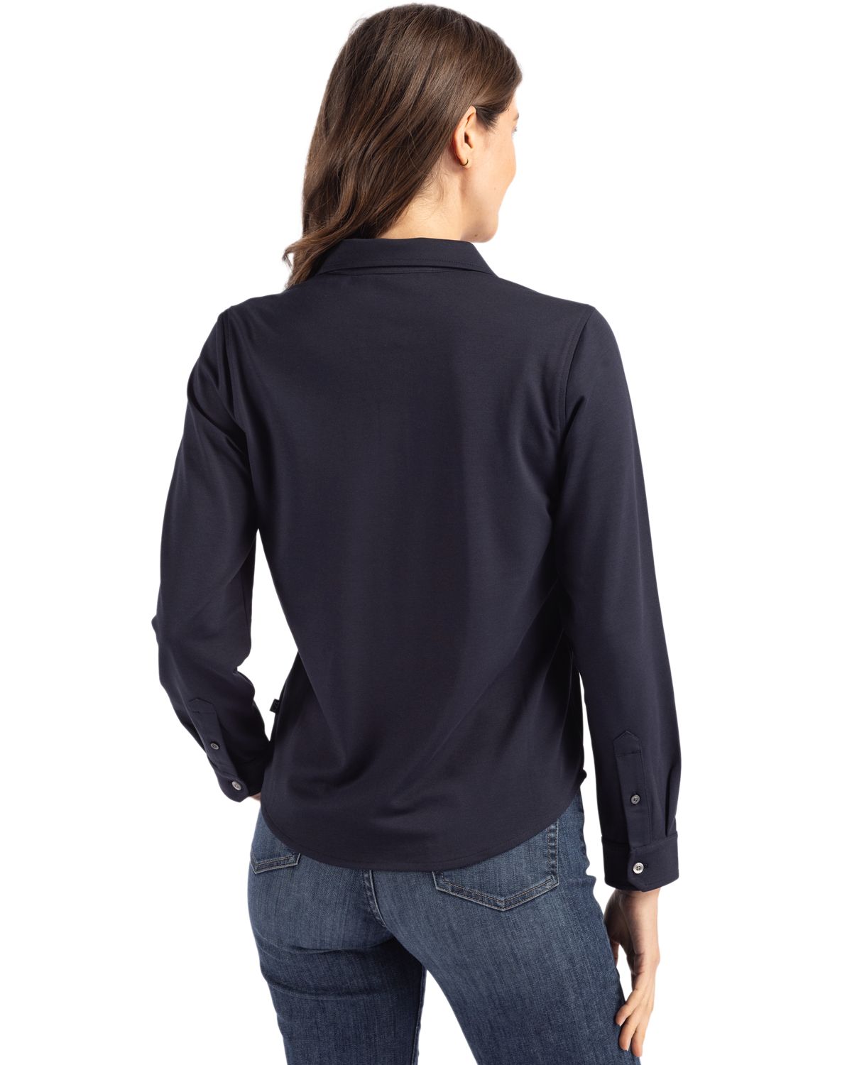 Cutter & Buck Advantage Epic Confidence Recycled Tri-Blend Pique Womens Long Sleeve Button Down Shirt