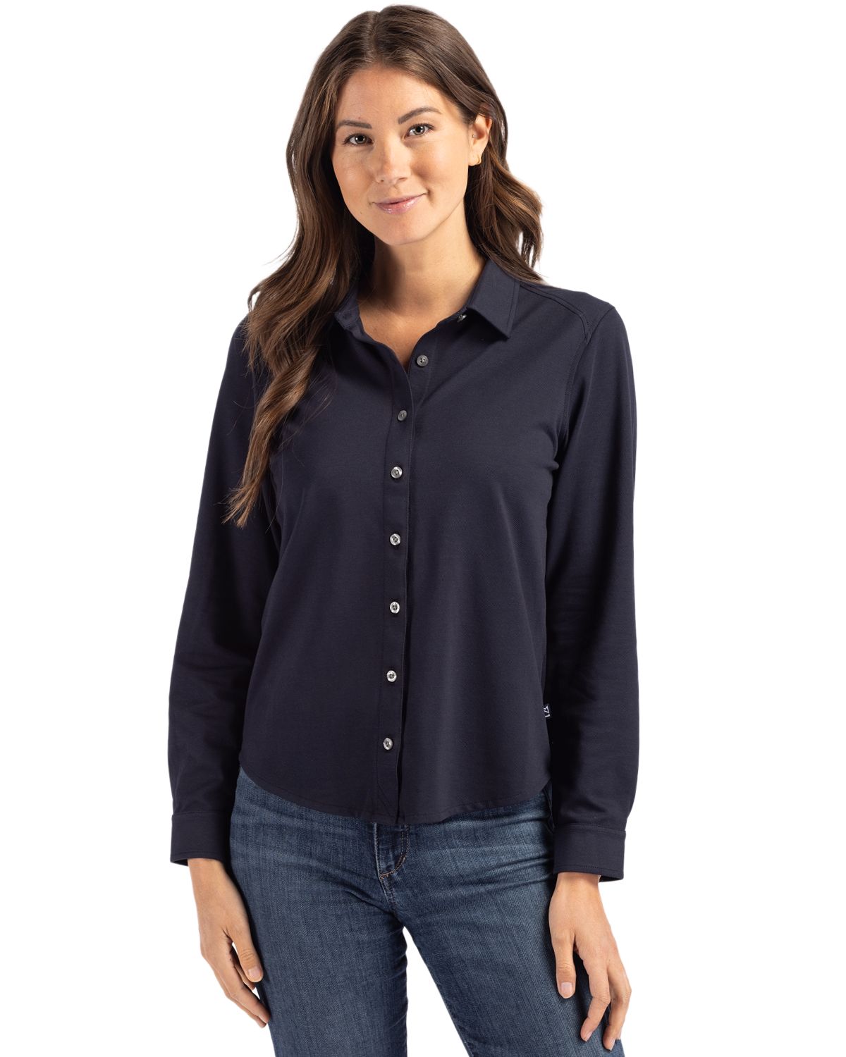 Cutter & Buck Advantage Epic Confidence Recycled Tri-Blend Pique Womens Long Sleeve Button Down Shirt