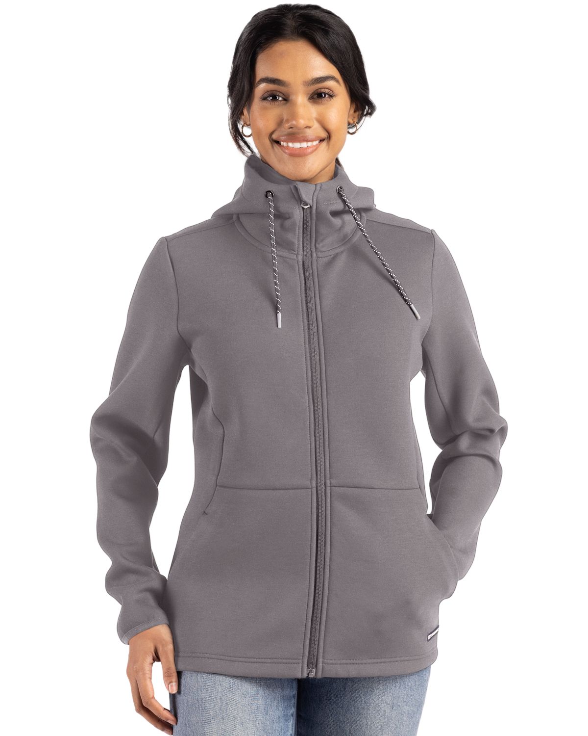 Cutter & Buck Roam Recycled Buttery-Soft Knit Womens Full Zip Hooded Jacket