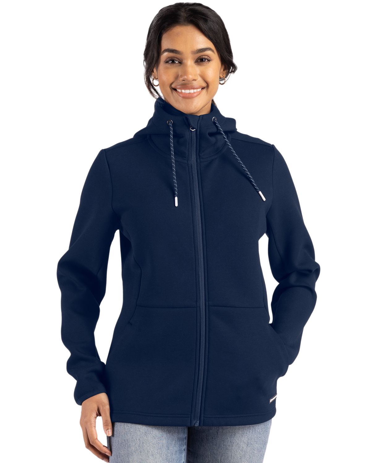 Cutter & Buck Roam Recycled Buttery-Soft Knit Womens Full Zip Hooded Jacket