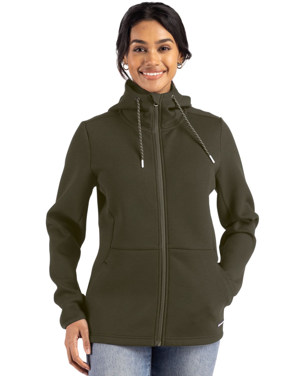 Cutter & Buck Roam Recycled Buttery-Soft Knit Womens Full Zip Hooded Jacket