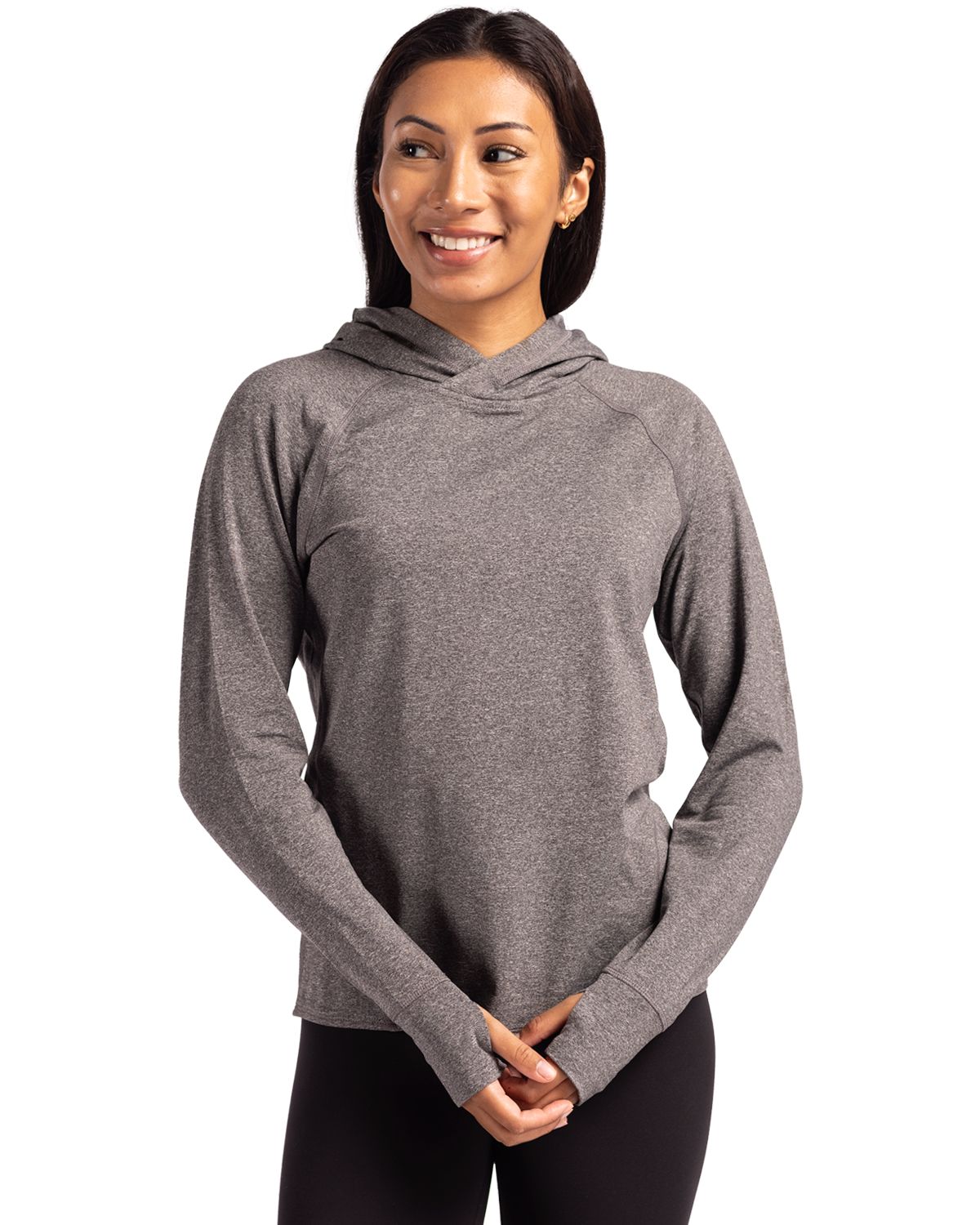 Cutter & Buck Adapt Recycled Soft Knit Stretch Womens Hooded Pullover
