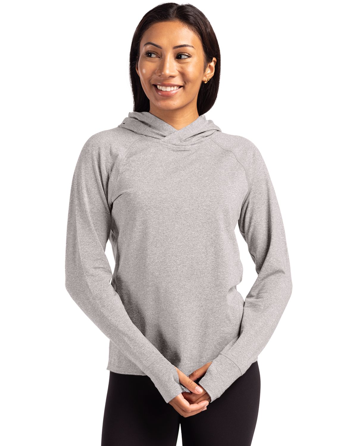 Cutter & Buck Adapt Recycled Soft Knit Stretch Womens Hooded Pullover