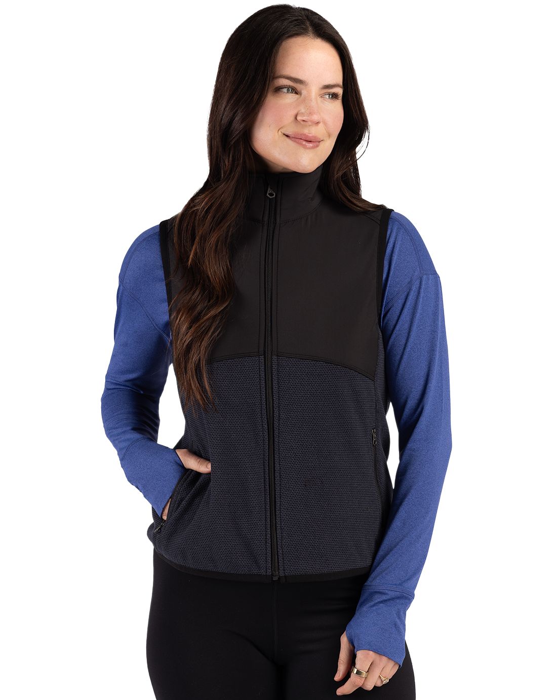 Cutter & Buck Hunts Point Recycled Fleece Womens Hybrid Full Zip Vest