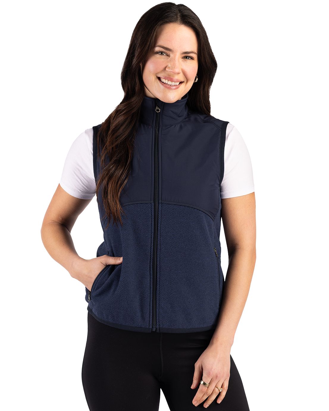 Cutter & Buck Hunts Point Recycled Fleece Womens Hybrid Full Zip Vest