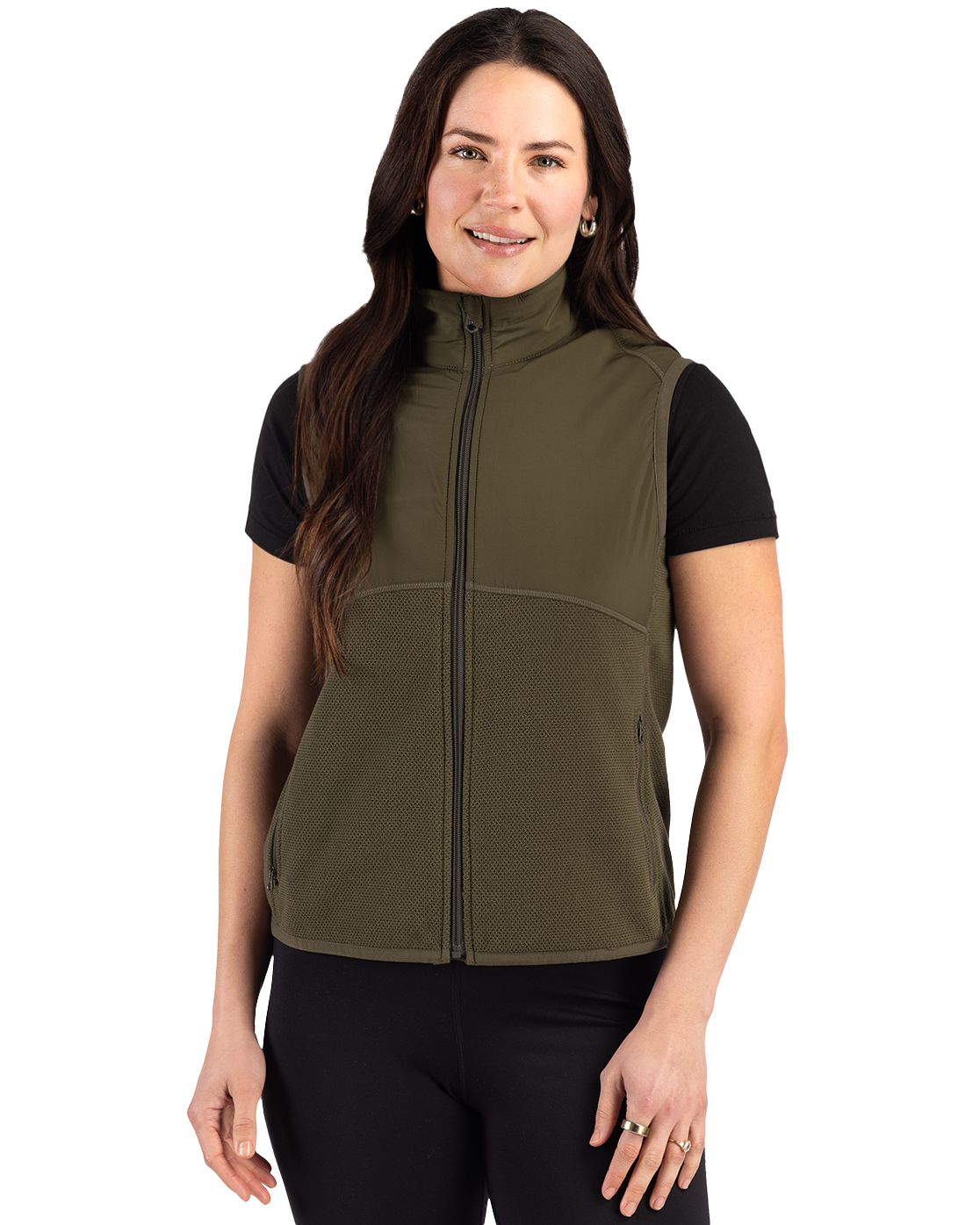 Cutter & Buck Hunts Point Recycled Fleece Womens Hybrid Full Zip Vest