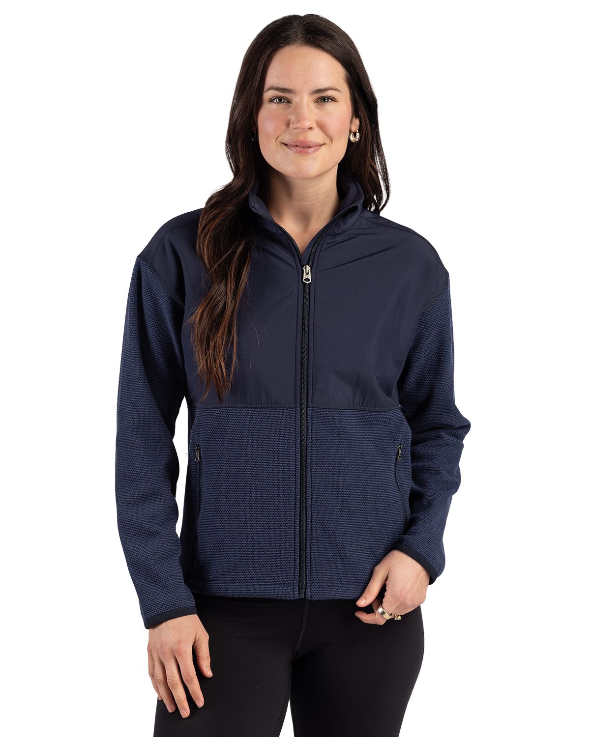 Cutter & Buck Hunts Point Recycled Fleece Womens Hybrid Full Zip Jacket