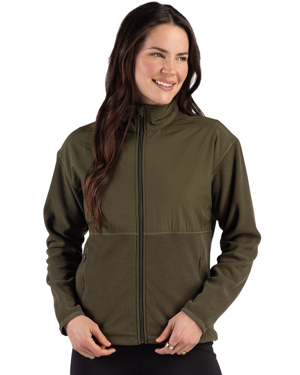 Cutter & Buck Hunts Point Recycled Fleece Womens Hybrid Full Zip Jacket
