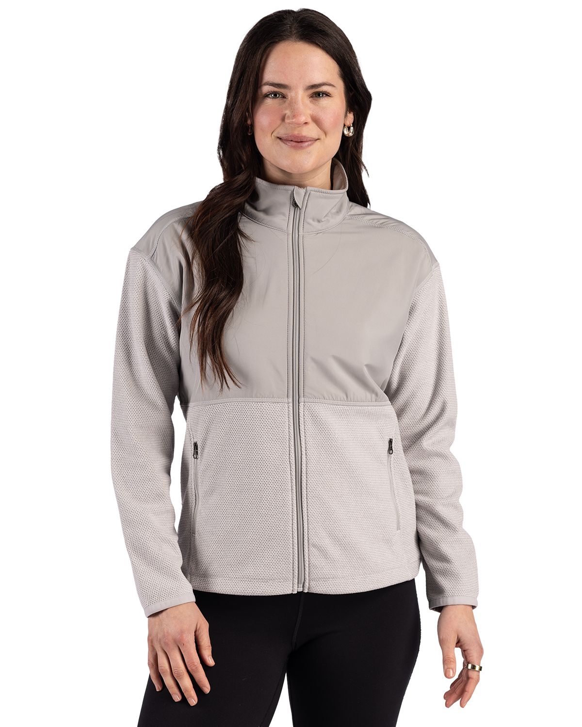 Cutter & Buck Hunts Point Recycled Fleece Womens Hybrid Full Zip Jacket