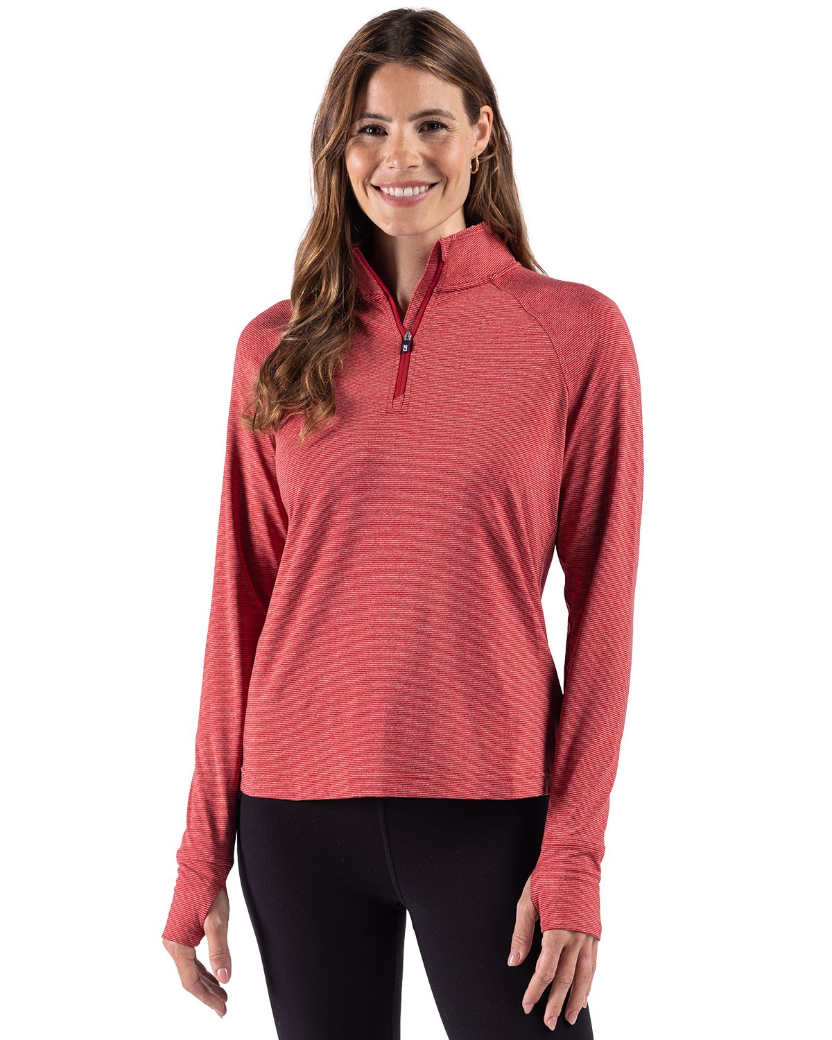 Cutter & Buck Adapt Recycled Soft Knit Stripe Womens Quarter Zip Pullover