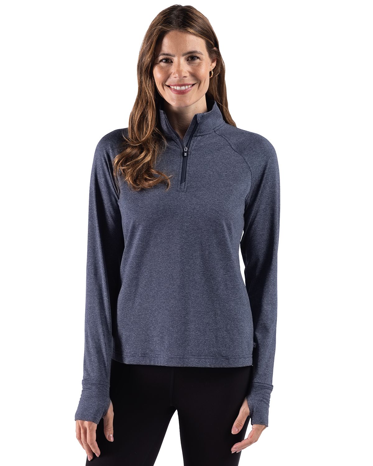 Cutter & Buck Adapt Recycled Soft Knit Stripe Womens Quarter Zip Pullover