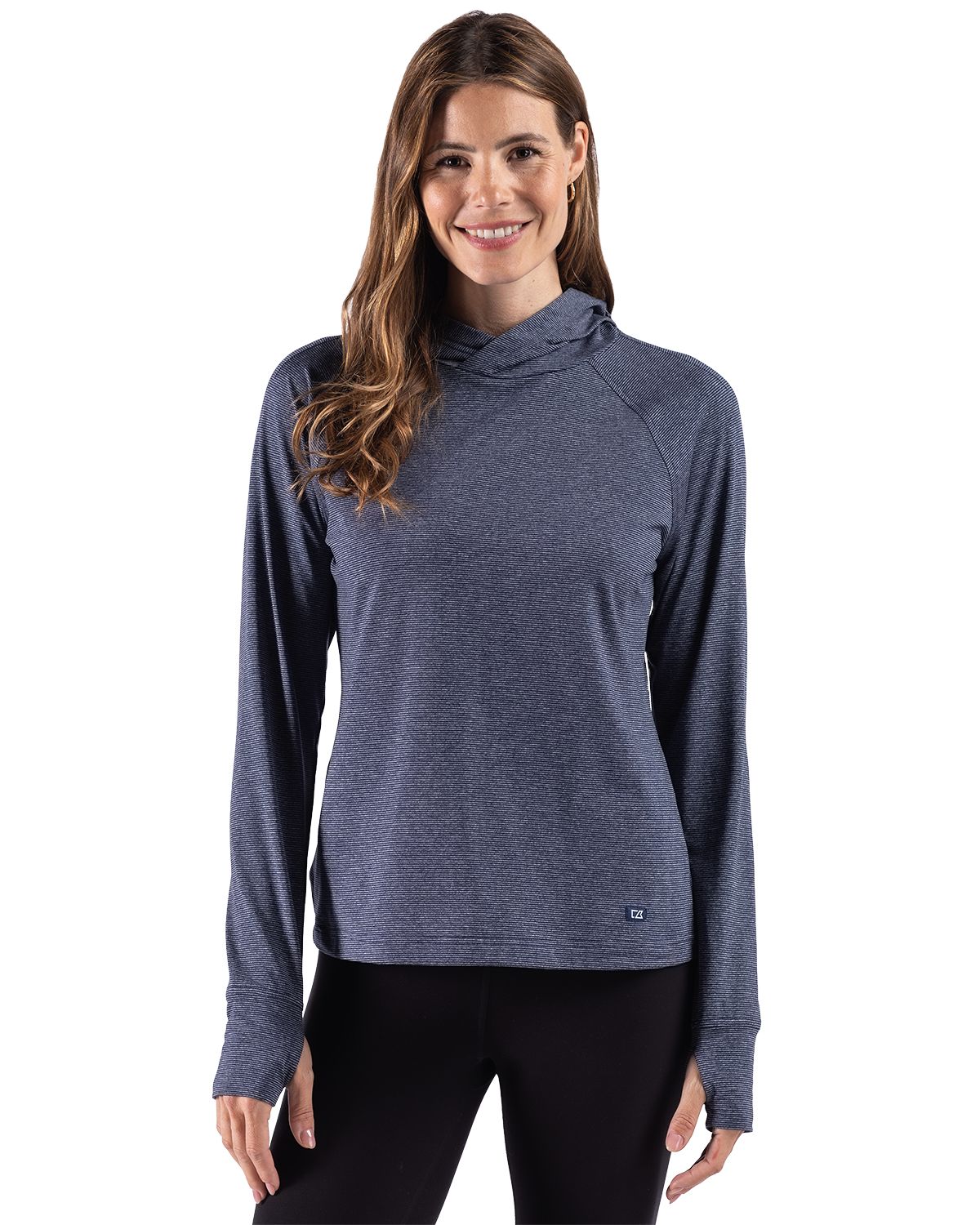 Cutter & Buck Adapt Recycled Soft Knit Stripe Womens Hooded Pullover